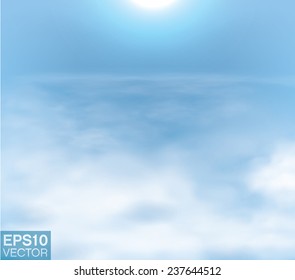 Above the clouds. Realistic editable vector graphic