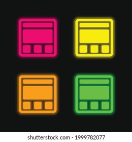 Above The Fold Square Symbol four color glowing neon vector icon