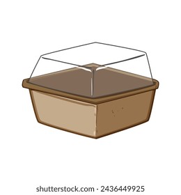above food box to go cartoon. package mockup, takeaway hand, sale people above food box to go sign. isolated symbol vector illustration