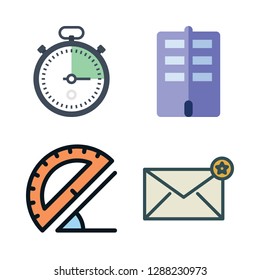 above icon set. vector set about flat, envelope, office material and stopclock icons set.