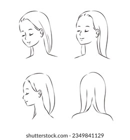 Above the neck of a woman seen from various angles.