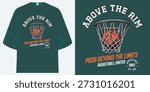above the rim push beyond the limits basketball united athletic dept nyc t shirt design vector illustration artwork
