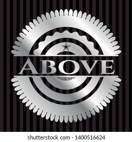 Above silvery shiny badge. Vector Illustration. Mosaic.