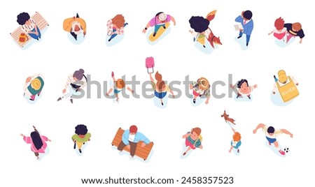 Similar – Image, Stock Photo Top view of female customer wrapped in white towel with closed eyes lying on bed and receiving neck therapy massage from unrecognizable message therapist