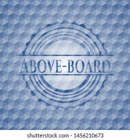 Above-board blue badge with geometric pattern background. Vector Illustration. Detailed.