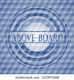 Above-board blue emblem with geometric pattern.