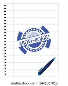Above-board drawn with pen. Blue ink. Vector Illustration. Detailed.