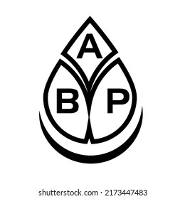  El concepto del logo de la carta circular creativa ABP. Diseño de letras ABP.
