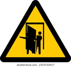 abra la puerta con cuidado, revise antes de abrir, señal, simbolo, precaución, cuidado, open door carefully, check before opening, sign, symbol, caution, care