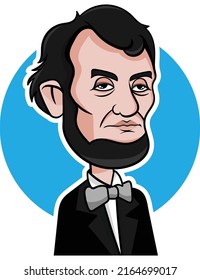 Abraham Abe Lincoln. Portrait of the 16th American president, Colored illustration of a portrait. 