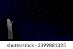 Abraham, And he brought him outside and said, Look toward heaven, and number the stars, if you are able to number them. Then he said to him, So shall your offspring be.Biblical vector illustration. 
