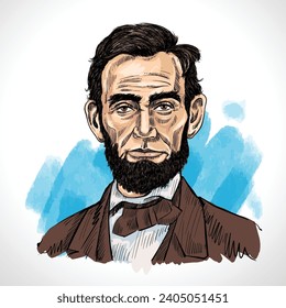 Abraham Lincoln (1809-1865) - Farbporträtmalerei.