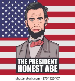 Abraham Lincoln ( Honest Abe ) , potrait vector full color