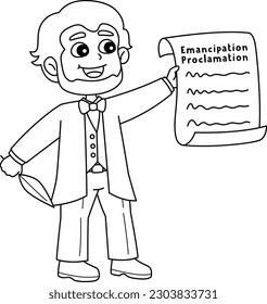 Abraham Lincoln on Juneteenth Isolated Coloring 