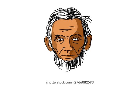 Abraham Lincoln portrait, flat vector illustration