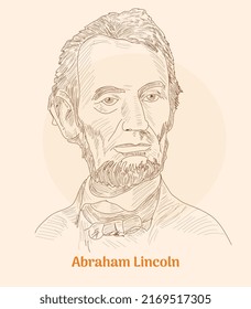 Abraham Lincoln Portrait Hand Drawing Vector Illustration 