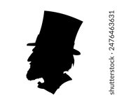 Abraham Lincoln silhouette in profile - vector illustration