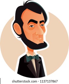 
Abraham Lincoln Vector Caricature Illustration. Portrait of the 16th American president known for visionary politics
