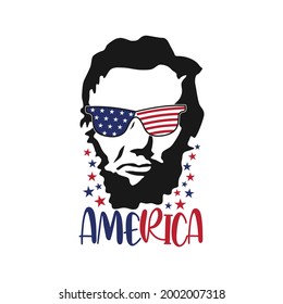 Abraham Lincoln Vektor Illustration. American Patriot Design, Feier 4. Juli USA Unabhängigkeitstag. Gut für Grußkartendruck und T-Shirt-Druck, Flyer, Poster-Design, Mug etc.