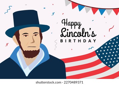 Abraham Lincoln's Birthday Vector Flat Style America President