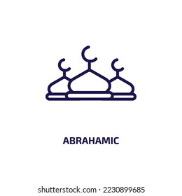 Abriebsymbol aus der Religionskollektion. Dünne lineare Abrahamie, Amerika, Waschington-Umrisssymbol einzeln auf weißem Hintergrund. Linear-Vektorschürfzeichen, Symbol für Web und Mobile