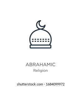 Abrahamic icon. Thin linear abrahamic outline icon isolated on white background from religion collection. Line vector sign, symbol for web and mobile