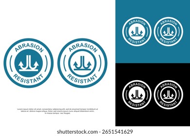 Vector de logotipo resistente a la abrasión para material duradero y protección de la superficie.