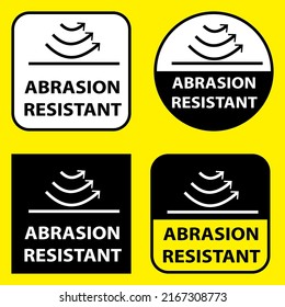 Abrasion resistant sign for sticker print. Product information vector sign or tag.