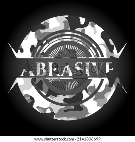 Abrasive grey camouflaged emblem. Vector Illustration. 