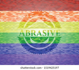 Abrasive on mosaic background with the colors of the LGBT flag