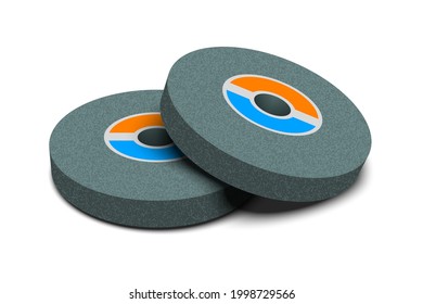 Abrasive wheels isolated on a white background. Grinding circles for grinding and polishing steel. Vector illustration.