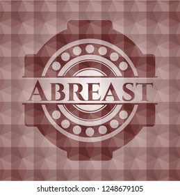 Abreast red seamless emblem with geometric pattern background.