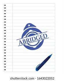 Abridged pen effect. Blue ink. Vector Illustration. Detailed.