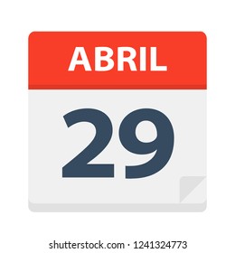 Abril 29 - Calendar Icon - April 29 - Vector Illustration