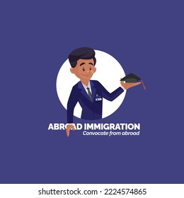 Abroad immigration convocate from abroad vector mascot logo template.