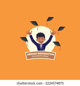 Abroad immigration convocate from abroad vector mascot logo template.