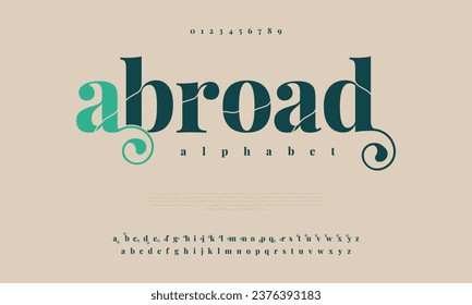 Abroad premium luxury elegant alphabet letters and numbers. Elegant wedding typography classic serif font decorative vintage retro. Creative vector illustration