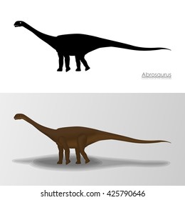 Abrosaurus Dinosaur. Vector Illustration Silhouette and Cartoon Characters. File from Dinosaur Collection