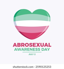 Abrosexual Awareness Day poster vector illustration. Abrosexual pride flag in heart shape icon vector. LGBT abrosexual flag love symbol. Template for background, banner, card. 2 July. Important day
