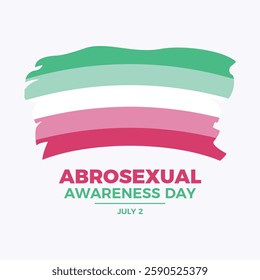 Abrosexual Awareness Day poster vector illustration. Abrosexual grunge pride flag icon. LGBTQIA abrosexual paintbrush flag symbol. Template for background, banner, card. 2 July. Important day