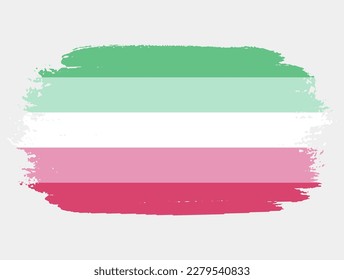Bandera abrosexual pintada con pincel sobre fondo blanco. Concepto de derechos LGBT. Afiche de los modernos desfiles del orgullo. Ilustración del vector