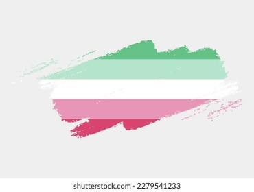 Bandera abrosexual pintada con pincel sobre fondo blanco. Concepto de derechos LGBT. Afiche de los modernos desfiles del orgullo. Ilustración del vector