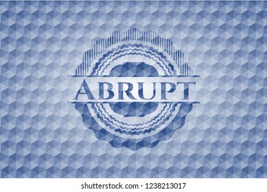 Abrupt blue emblem with geometric background.