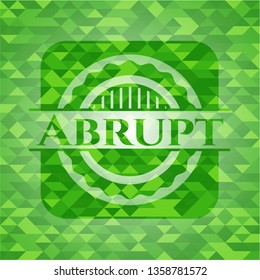 Abrupt green emblem. Mosaic background