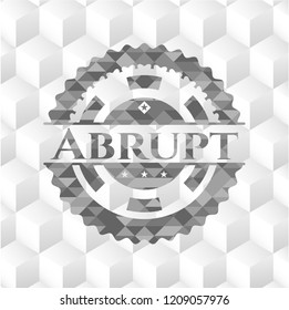 Abrupt grey badge with geometric cube white background