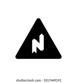 abrupt turn right vector road sign icon