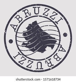 Abruzzo Italy Stamp Postal. Map Silhouette Seal. Passport Round Design. Vector Icon. Design Retro Travel.