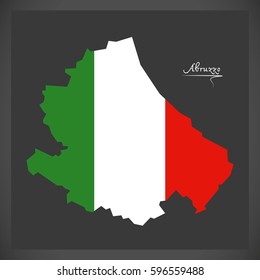 Abruzzo map with Italian national flag illustration