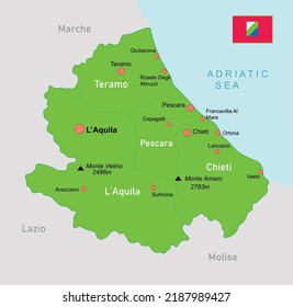 Abruzzo map in Italy, Vector education illustration