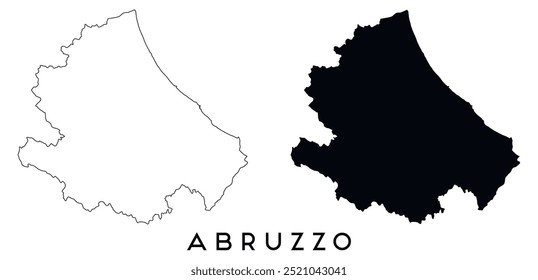 Abruzzo map outline and black silhouette vector